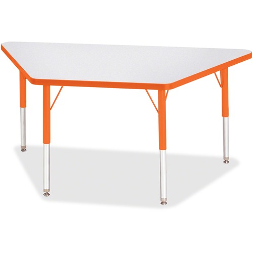 Activity Table, Trapezoid, 15"-24"x24"x48", Gray/Orange Edge