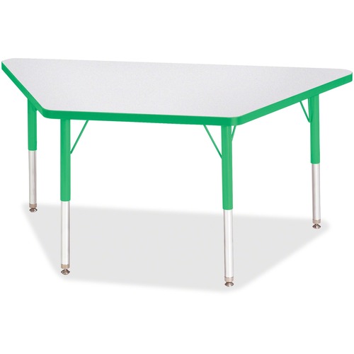 Activity Table, Trapezoid, 15"-24"x24"x48", Gray/Green Edge