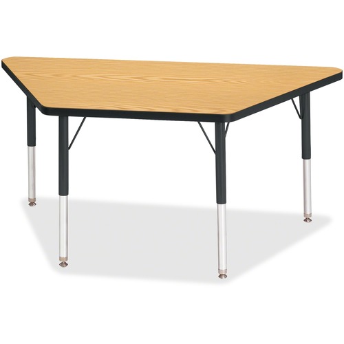 Activity Table, Trapezoid, 15"-24"x24"x48", Oak/Black