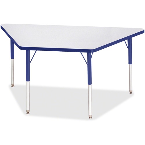 Activity Table, Trapezoid, 24"-31"x30"x60, Gray/Blue Edge