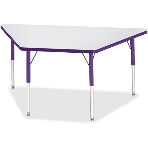 Activity Table, Trapezoid, 24"-31"x30"x60, Gray/Purple Edge