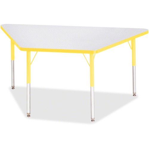 Activity Table, Trapezoid, 24"-31"x30"x60, Gray/Yellow Edge