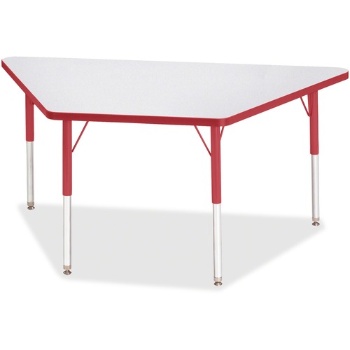 Activity Table, Trapezoid, 24"-31"x30"x60, Gray/Red Edge