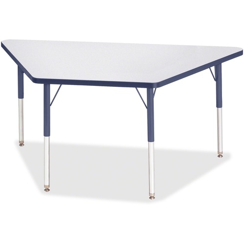 Activity Table, Trapezoid, 24"-31"x30"x60, Gray/Navy Edge