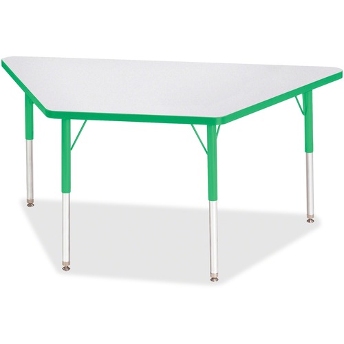 Activity Table, Trapezoid, 24"-31"x30"x60, Gray/Green Edge