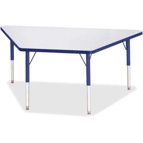 Activity Table, Trapezoid, 15"-24"x30"x60", Gray/Blue Edge