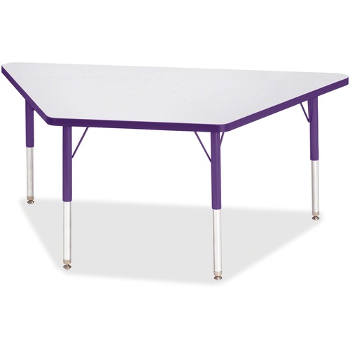 Activity Table, Trapezoid, 15"-24"x30"x60", Gray/Purple Edge