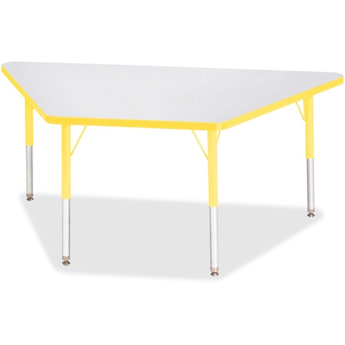 Activity Table, Trapezoid, 15"-24"x30"x60", Gray/Yellow Edge