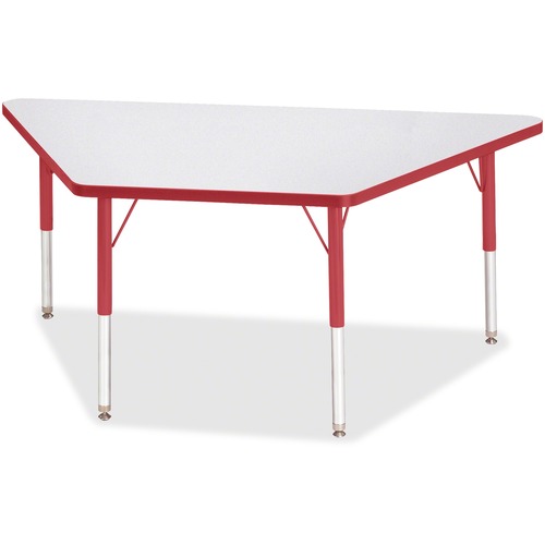 Activity Table, Trapezoid, 15"-24"x30"x60", Gray/Red Edge