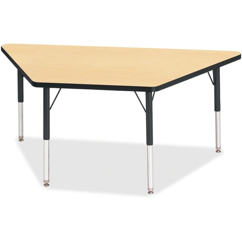 Activity Table, Trapezoid, 15"-24"x30"x60", Maple/Black