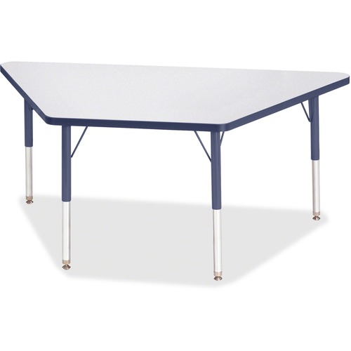 Activity Table, Trapezoid, 15"-24"x30"x60", Gray/Navy Edge