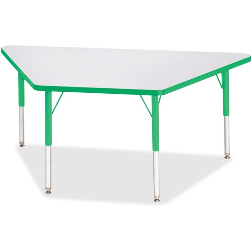 Activity Table, Trapezoid, 15"-24"x30"x60", Gray/Green Edge