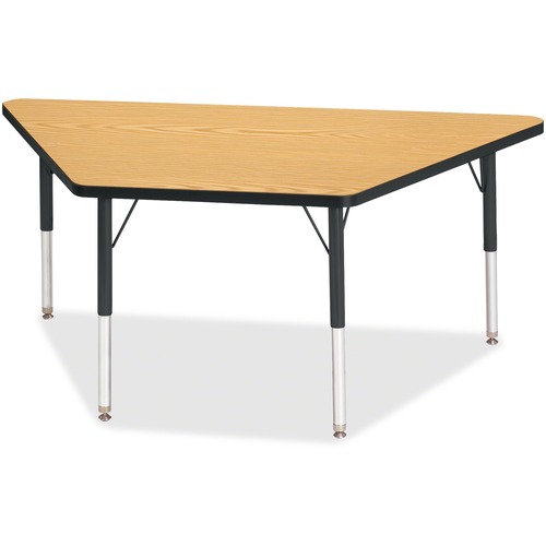 Activity Table, Trapezoid, 15"-24"x30"x60", Oak/Black