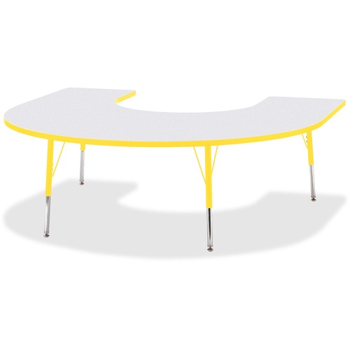 Activity Table, Horseshoe, 24"-31"x66"x60", Yellow