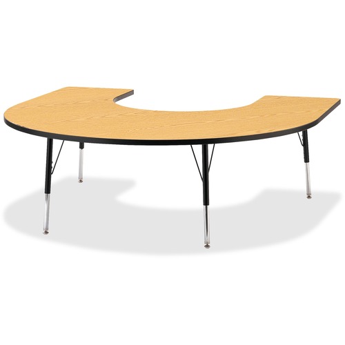 Activity Table, Horseshoe, 24"-31"x66"x60", Oak/Black