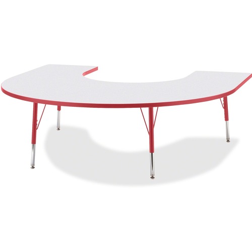 Activity Table, Horseshoe, 15"-24"x66"x60", Red
