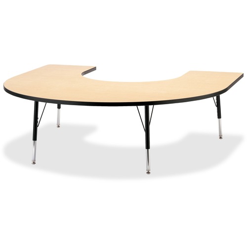 Activity Table, Horseshoe, 15"-24"x66"x60", Maple/Black
