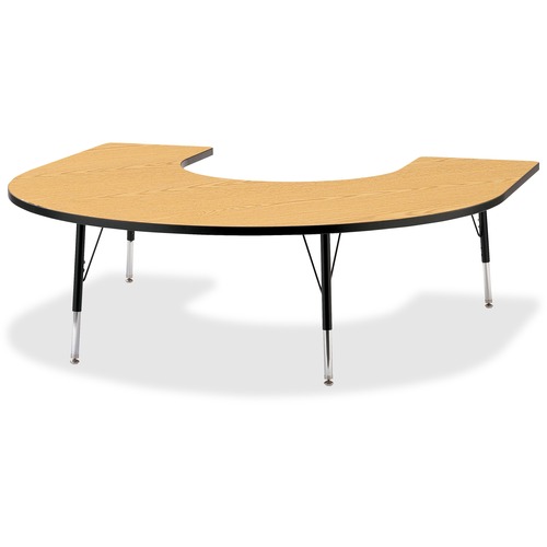 Activity Table, Horseshoe, 15"-24"x66"x60", Oak/Black