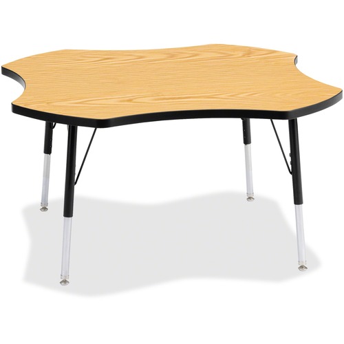 Activity Table, Four-Leaf, Ht 24"-31", 42"x42", Oak/Black Edge