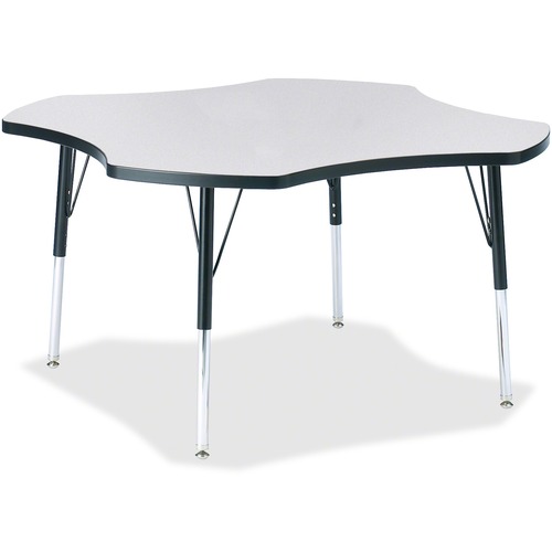 Activity Table, Four-Leaf, 15"-24"x48", Black