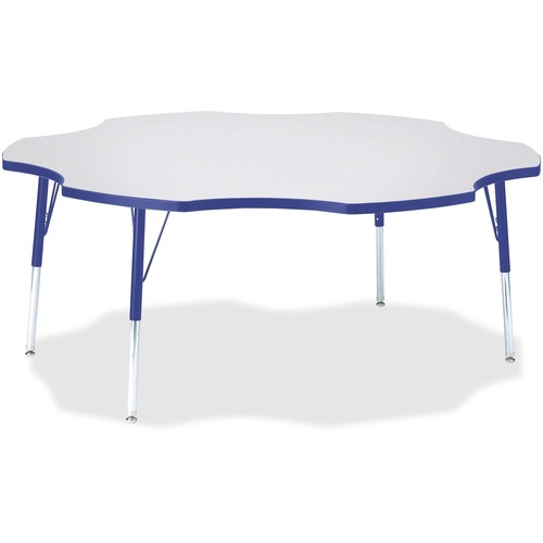 Activity Table, Six-Leaf, 24"-31"x60", Gray/Blue Edge