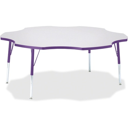 Activity Table, Six-Leaf, 24"-31"x60", Gray/Purple Edge