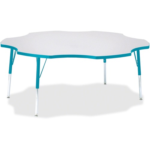 Activity Table, Six-Leaf, 24"-31"x60", Gray/Teal Edge
