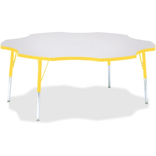 Activity Table, Six-Leaf, 24"-31" x 60", Gray/Yellow Edge