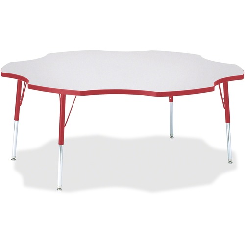 Activity Table, Six-Leaf, 24"-31"x60", Gray/Red Edge