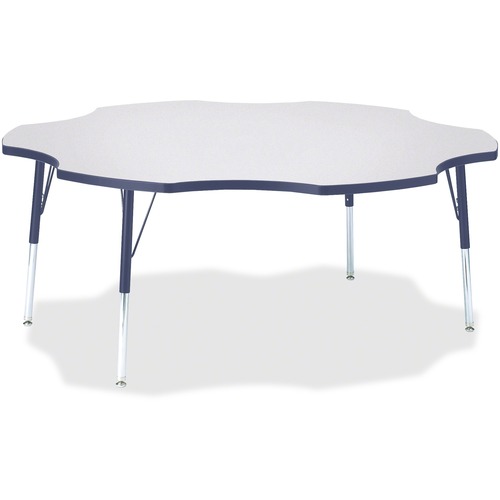 Activity Table, Six-Leaf, 24"-31"x60", Gray/Navy Edge