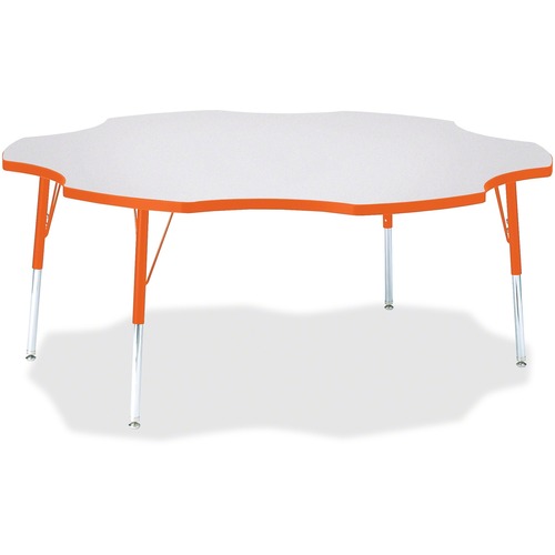 Activity Table, Six-Leaf, 24"-31"x60", Gray/Orange Edge
