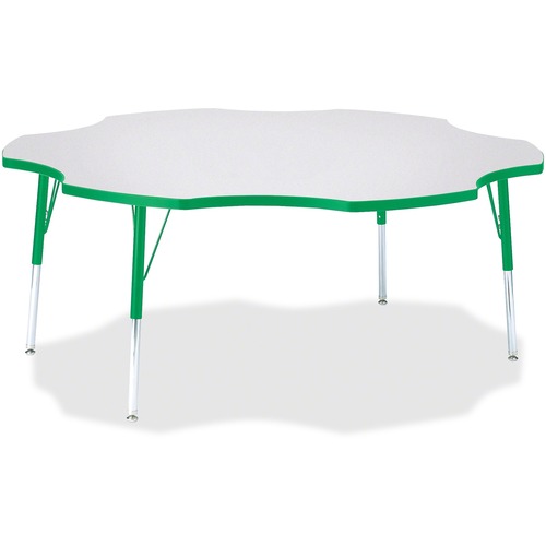 Activity Table, Six-Leaf, 24"-31"x60", Gray/Green Edge