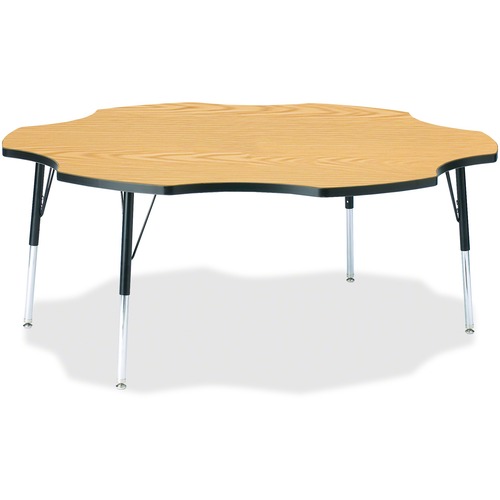 Activity Table, Six-Leaf, 24"-31"x60", Oak/Black