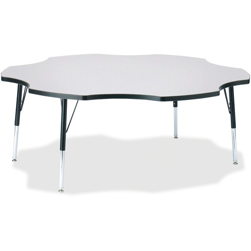 Activity Table, Six-Leaf, 15"-24"x60", Black