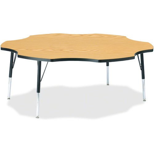 Activity Table, Six-Leaf, 15"-24"x60", Oak/Black