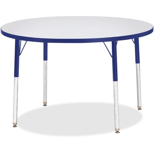 Activity Table, 42" Round, Adult Height 24"-31", Gray/Blue Edge