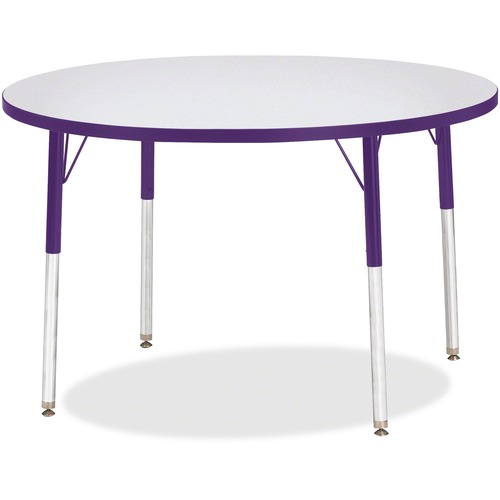 Activity Table, 42" Round, Adult Height 24"-31", Gray/Purple Edge