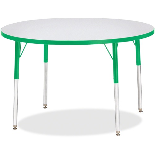 Activity Table, 42" Round, Adult Height 24"-31", Gray/Green Edge