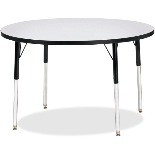 Activity Table, 42" Round, Adult Height 24"-31", Gray/Black Edge