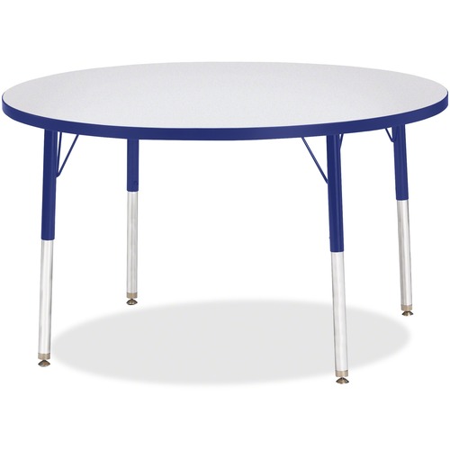Activity Table, Round, 42" D, 15"-24" H, Gray/Blue Edge