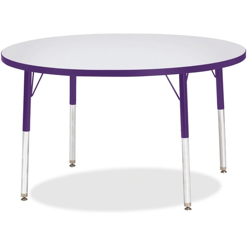 Activity Table, 42" Round, E Height, 15"-24", Gray/Purple Edge