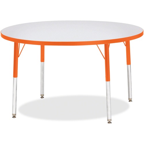 Activity Table, 42" Round, E Height, 15"-24", Gray/Orange Edge