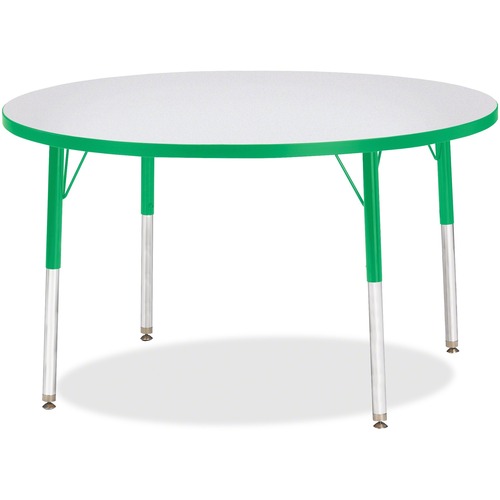 Activity Table, 42" Round, E Height, 15" - 24", Gray/Green Edge