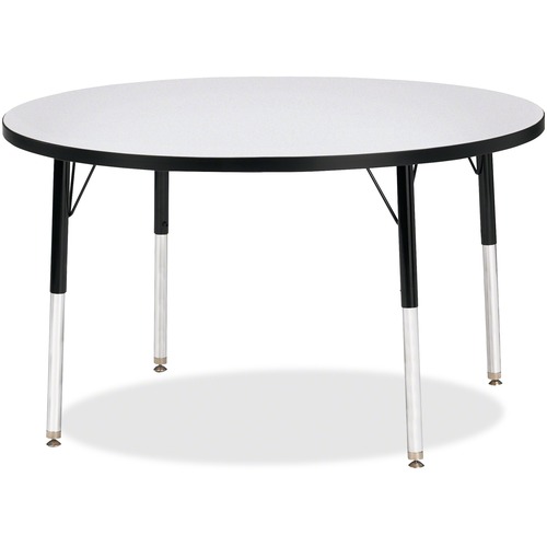 Activity Table, 42" Round, E Height, 15"-24", Gray/Black Edge