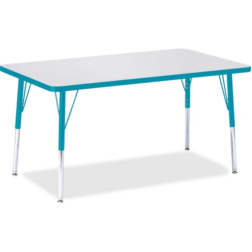 Activity Table, Rectangular, Adjustable Height 24"-31", 30" x 48", Gray/Teal Edge