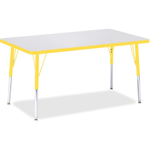 Activity Table, Rectangular, Adjustable Height 24"-31", 30" x 48", Gray/Yellow Edge