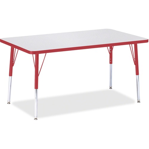 Activity Table, Rectangular, Adjustable Height 24"-31", 30"x48", Gray/Red Edge