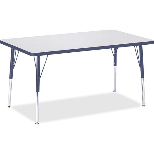 Activity Table, Rectangular, Adjustable Height 24"-31", 30" x 48", Gray/Navy Edge