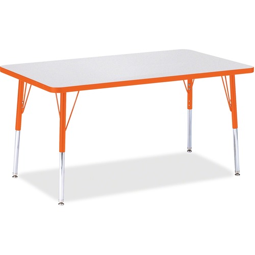 Activity Table, Rectangular, Adjustable Height 24"-31", 30" x 48", Gray/Orange Edge