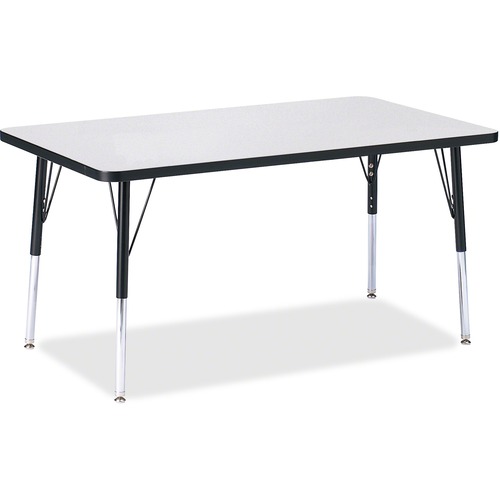 Activity Table, Rectangular, Adjustable Height 24"-31", 30" x 48", Gray/Black Edge